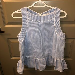 Light blue and white striped Altar’d State top